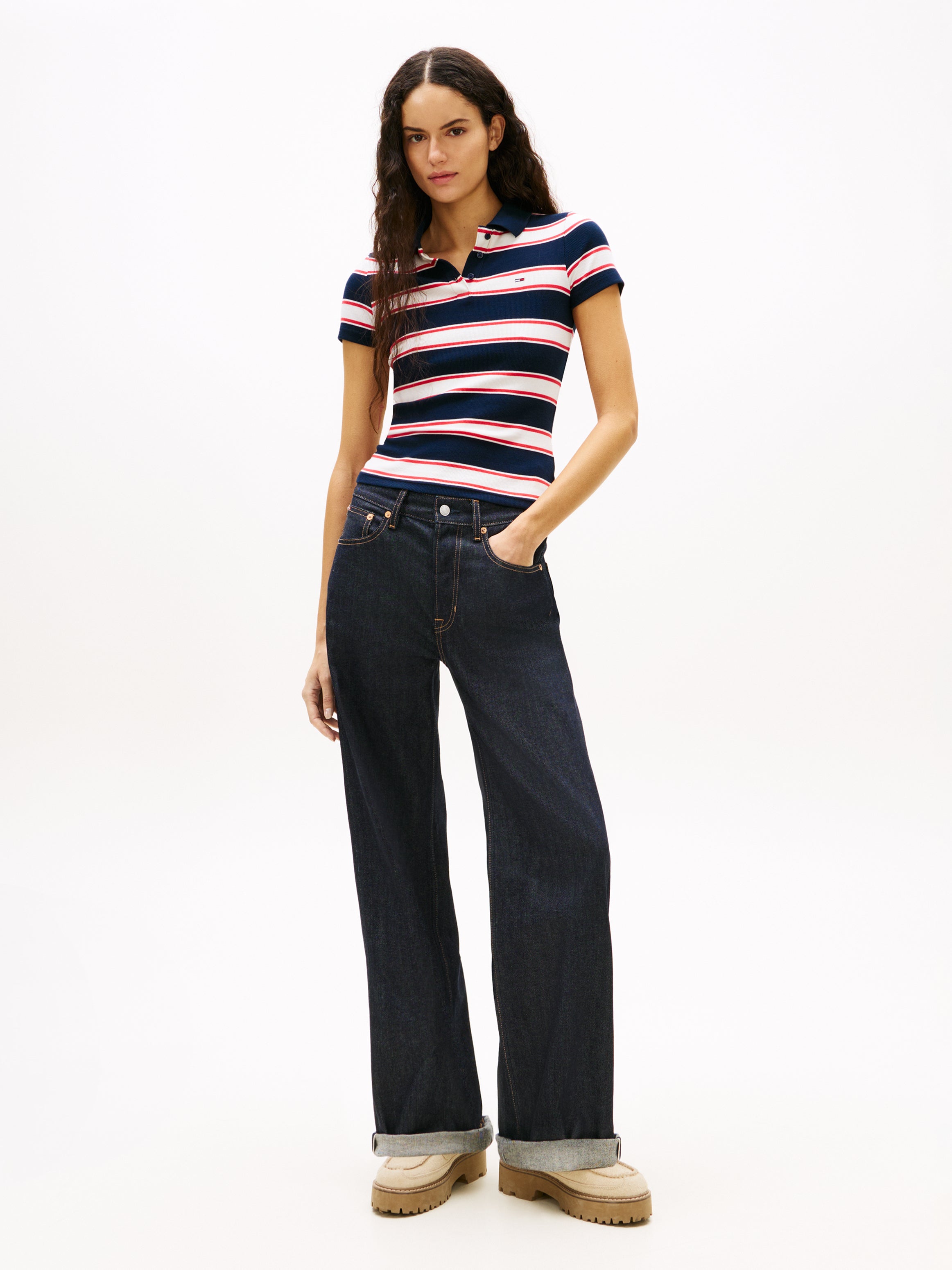 TOMMY HILFIGER Sportswear Division Damen T-Shirt Gestreift mit Elasthan