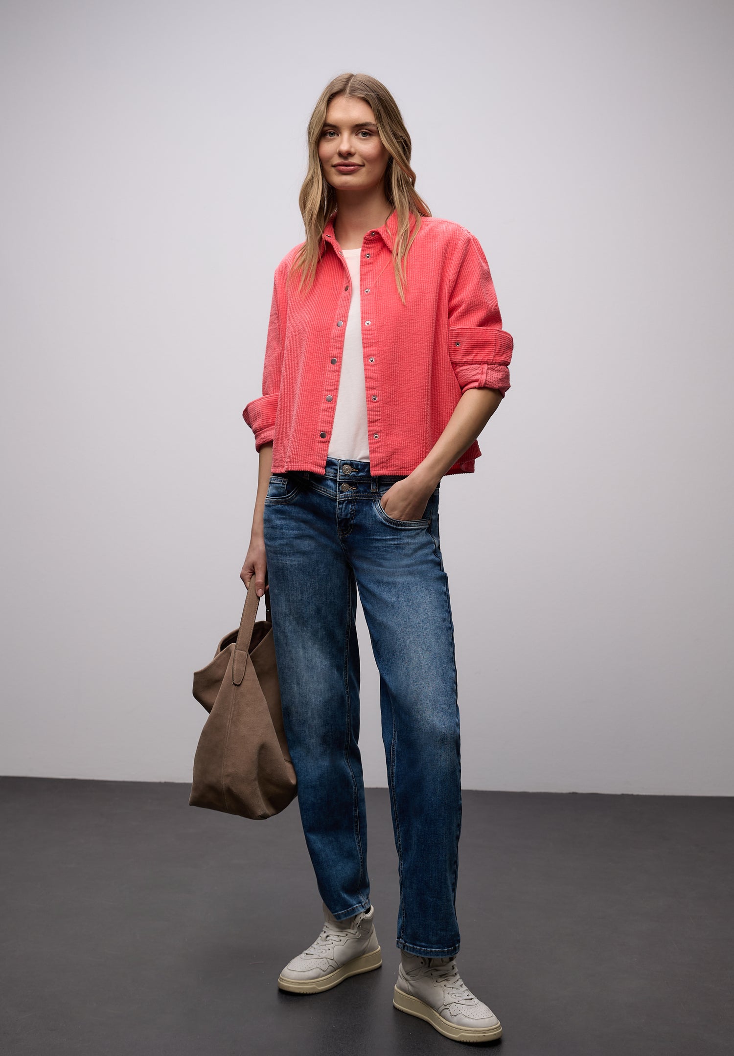 Street One Damen Cordbluse Hemdkragen Knopfleiste Casual 100% Baumwolle