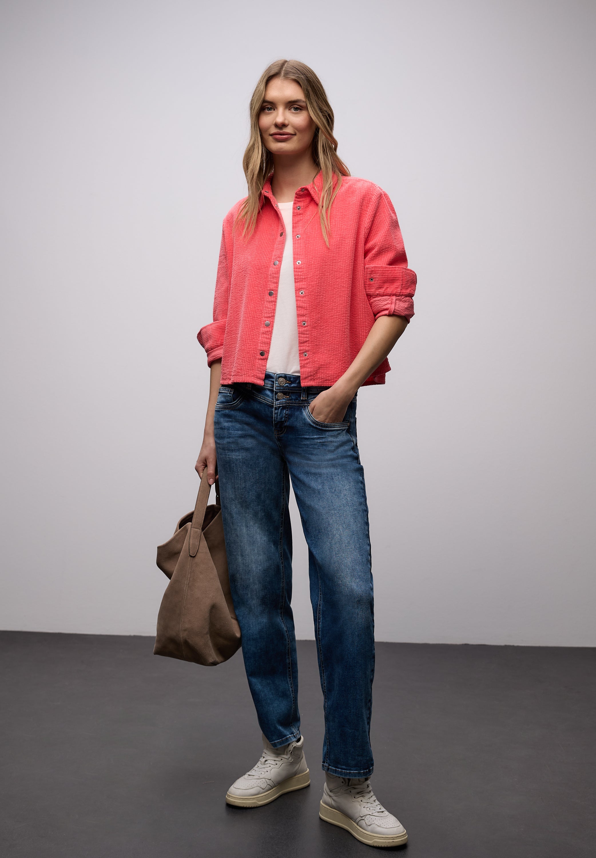 Street One Damen Cordbluse Hemdkragen Knopfleiste Casual 100% Baumwolle