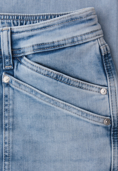 Street One Damen Cargo Jeans Style Charlie mit Bleached-Look und elastischem Bund
