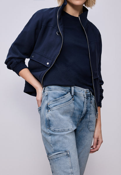 Street One Damen Cargo Jeans Style Charlie mit Bleached-Look und elastischem Bund