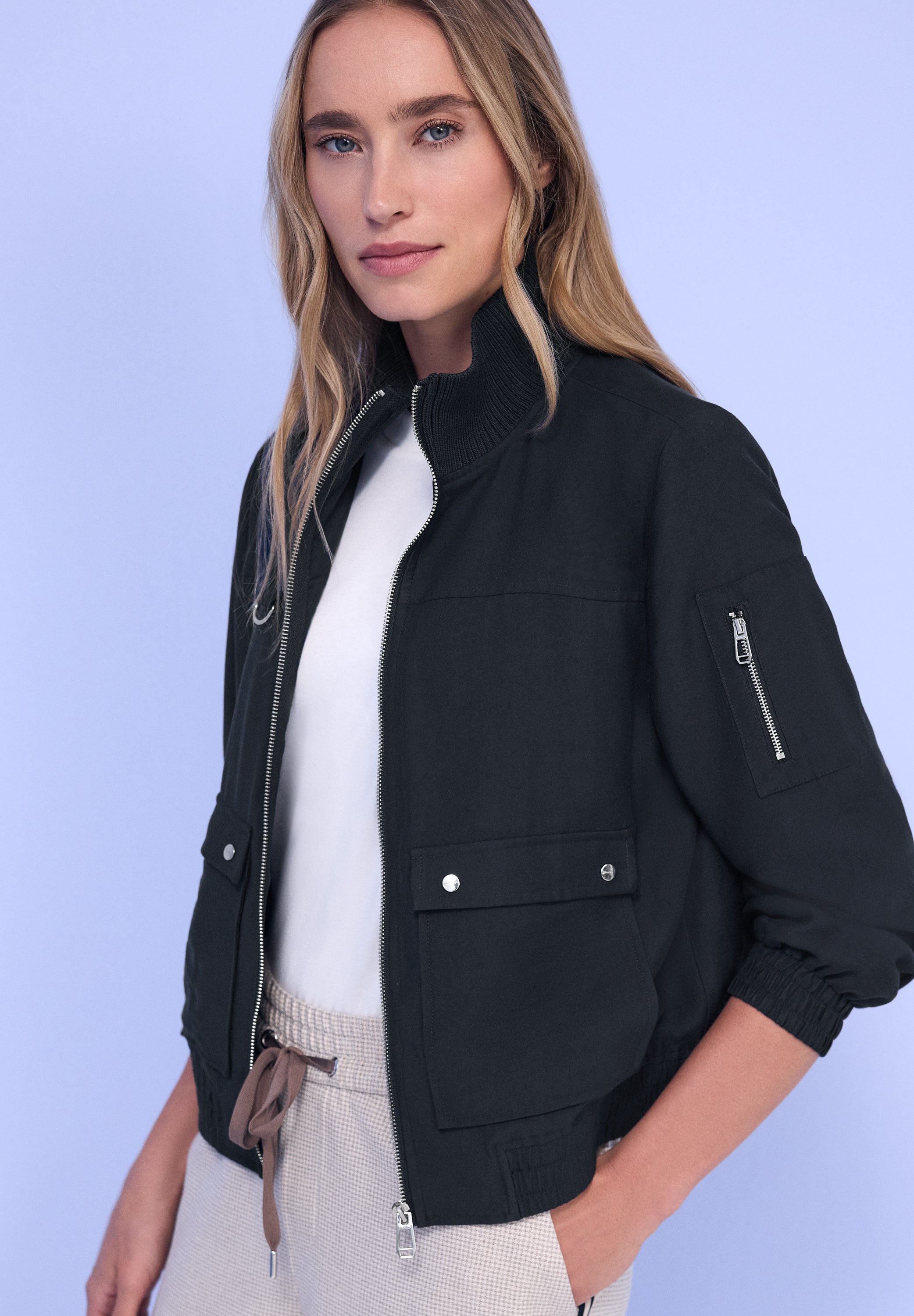 Street One Damen Blouson Cargo Utility Jacke mit Stehkragen Reißverschluss