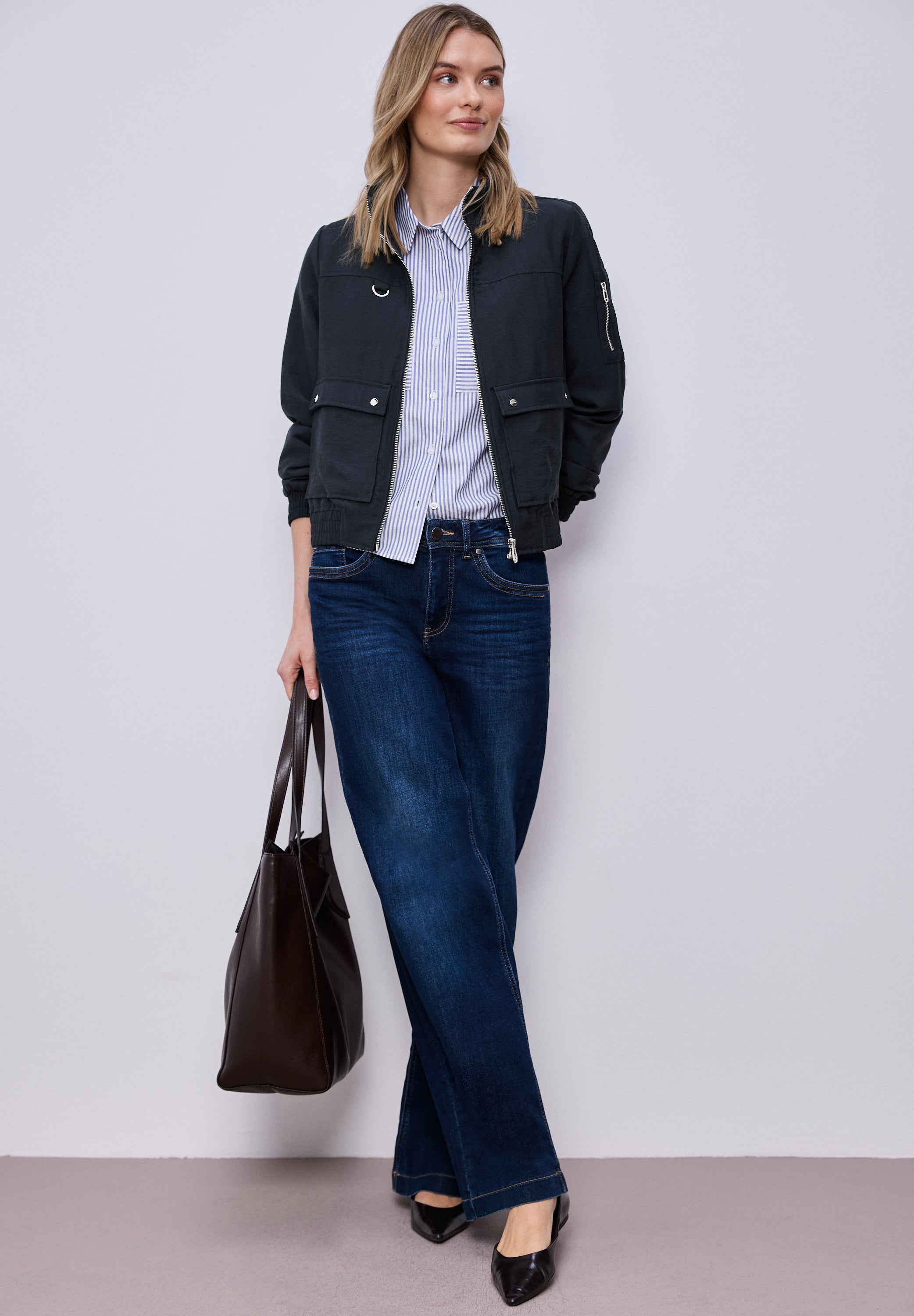 Street One Damen Blouson Cargo Utility Jacke mit Stehkragen Reißverschluss