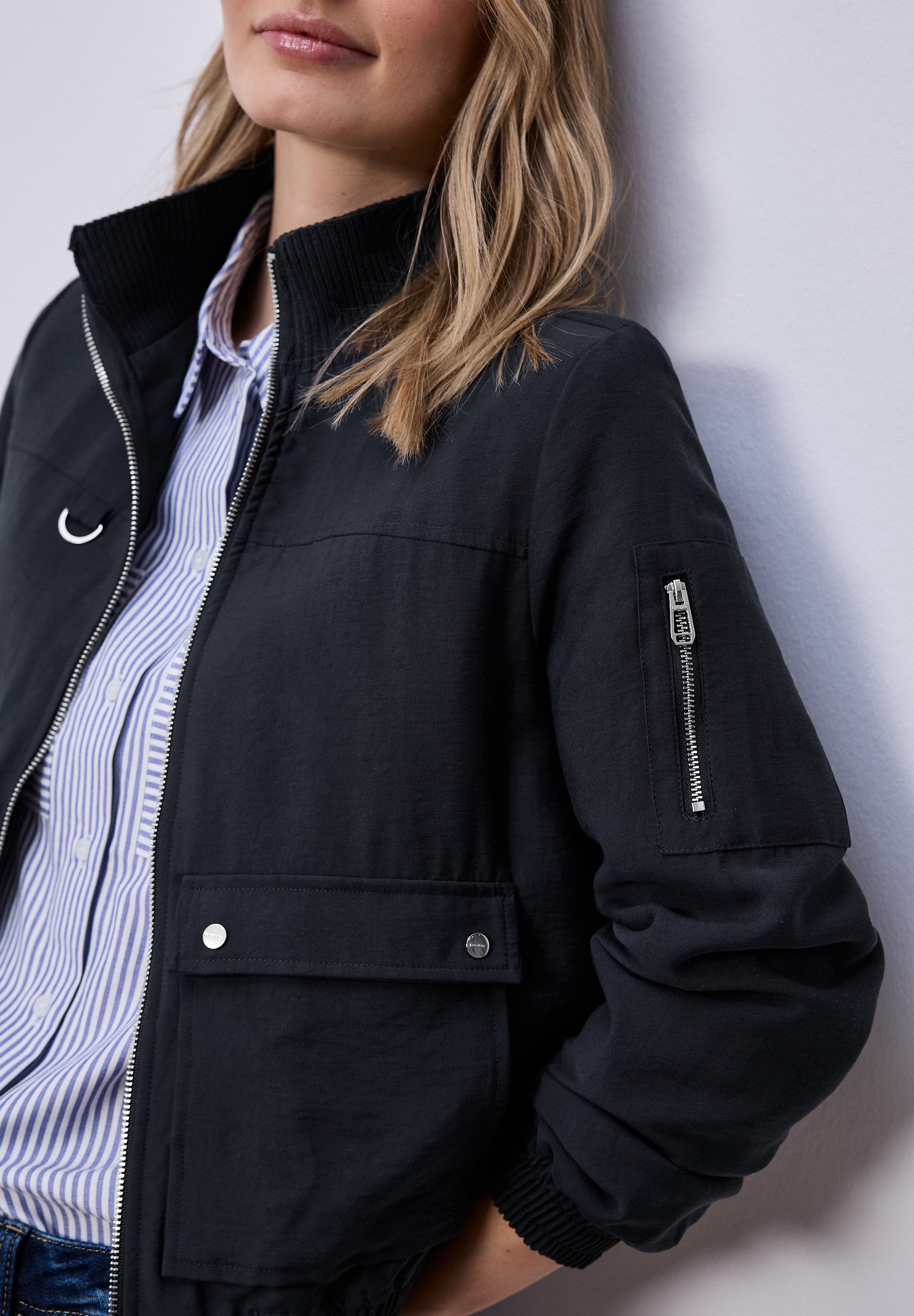 Street One Damen Blouson Cargo Utility Jacke mit Stehkragen Reißverschluss