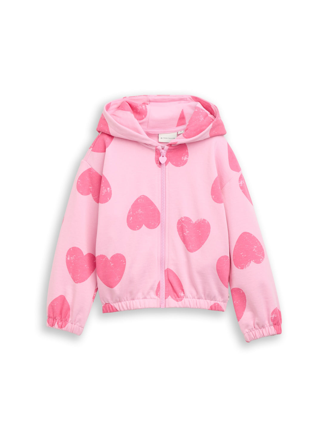 TOM TAILOR Gemusterte Kinder Cropped Hoodie Sweatshirtjacke mit überschnittenen Schultern