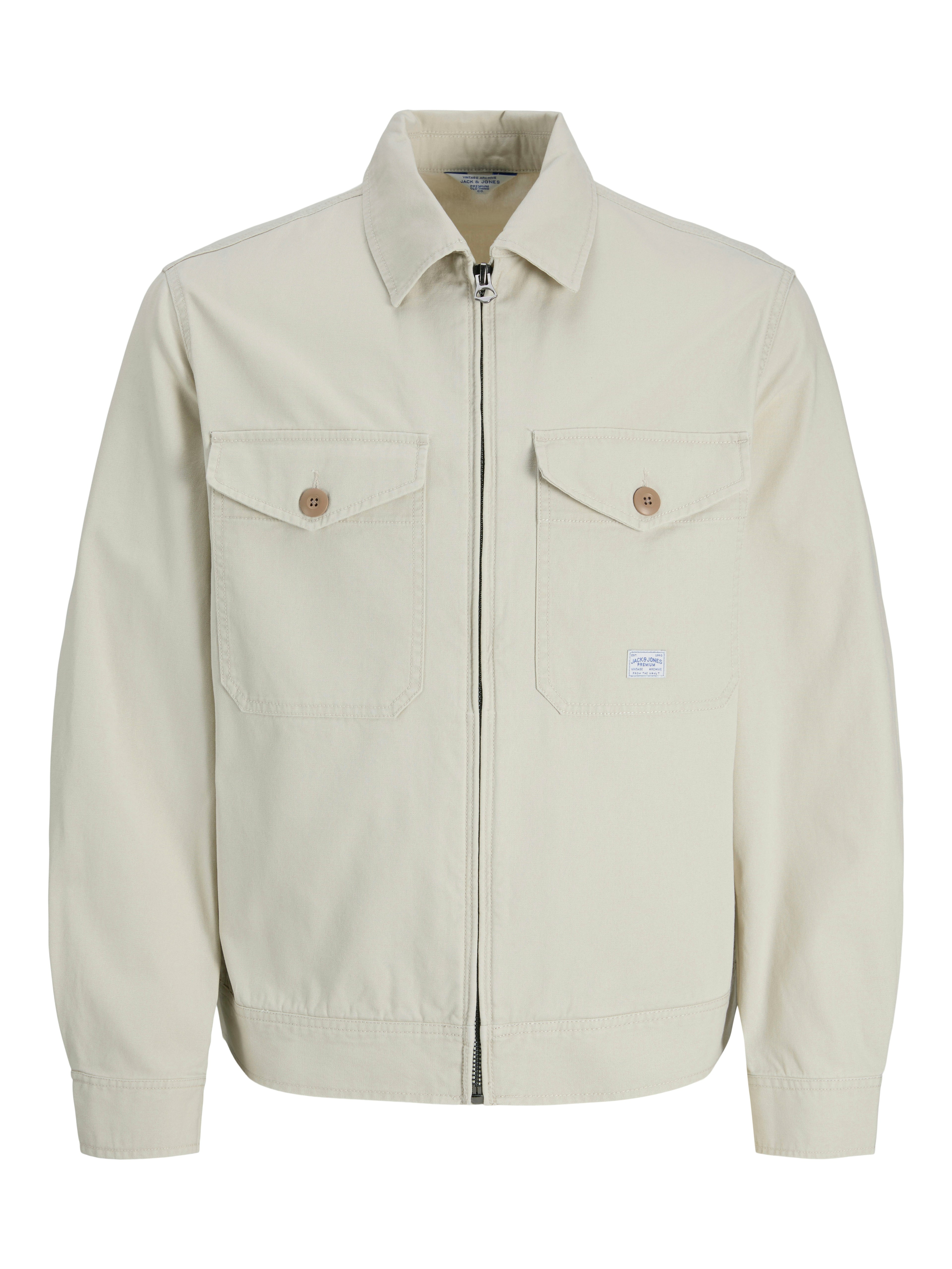 Jack &amp; Jones Jacke Herren Fly-Away Kragen Langarm Reißverschluss Baumwolle
