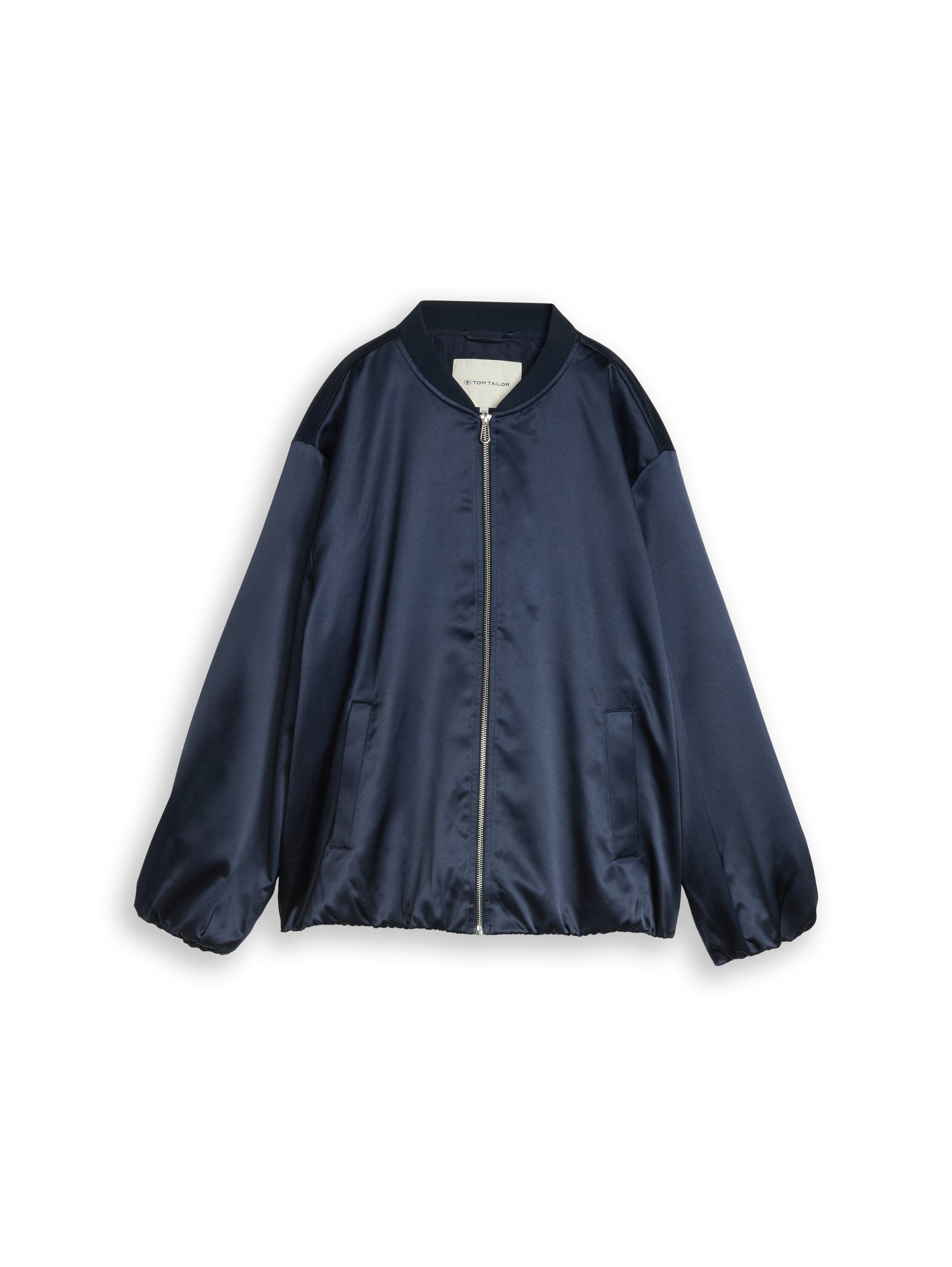 TOM TAILOR Blouson-Jacke Damen Bomberkragen Satin elastischer Gummibund