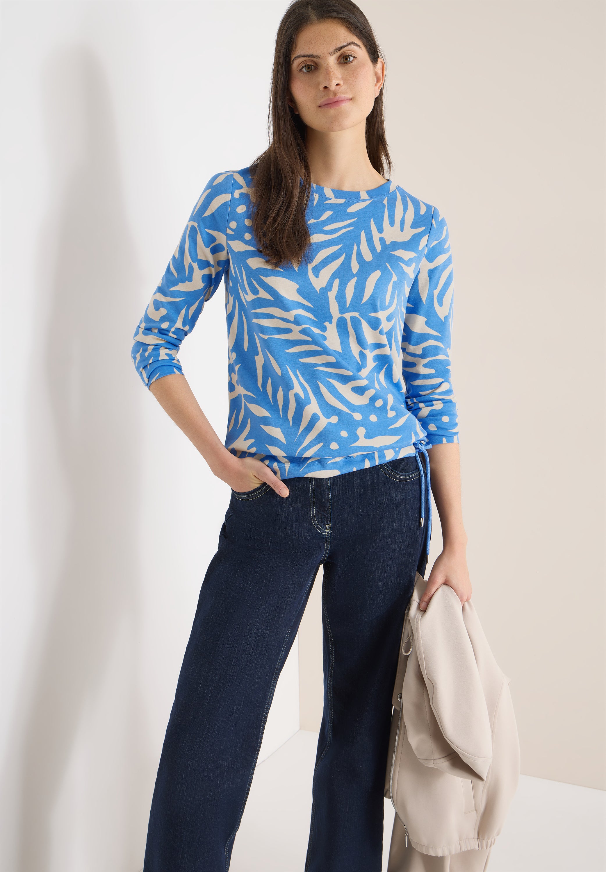CECIL Damen Baumwollshirt Langarm Casual Gemütlich