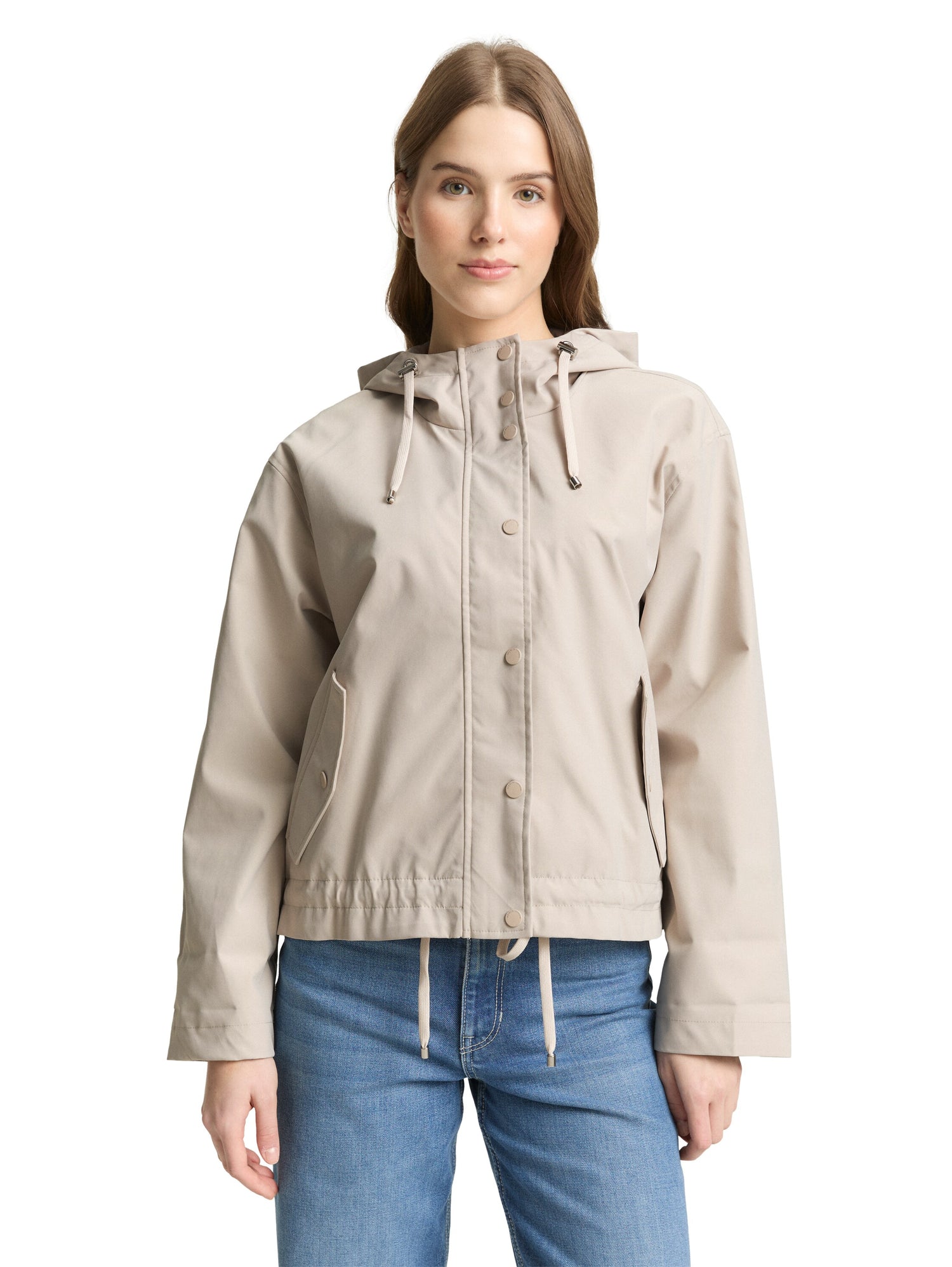 Tom Tailor Denim Damen Jacke mit Reißverschluss und Kapuze Polyester