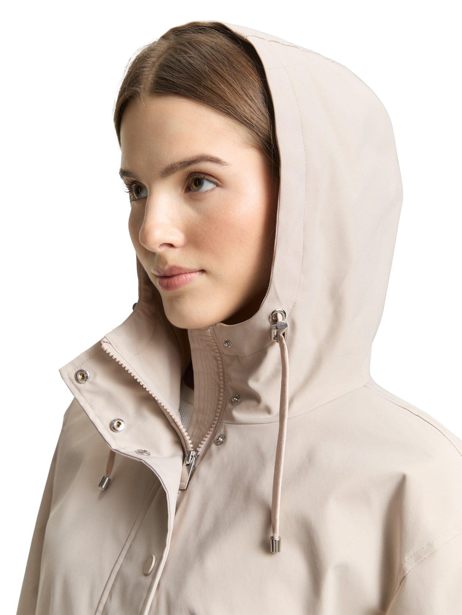 Tom Tailor Denim Damen Jacke mit Reißverschluss und Kapuze Polyester