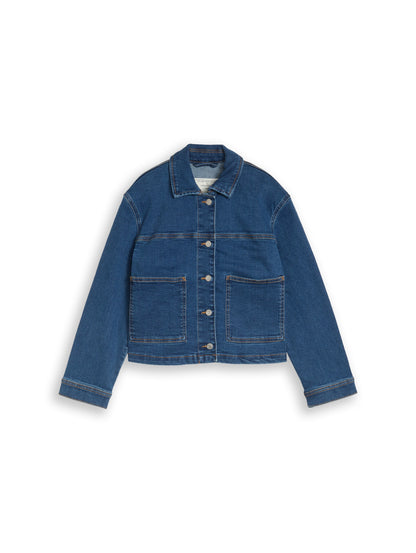 TOM TAILOR Kurz geschnittene Kinder Jeansjacke mit offenen Taschen Baumwolle Elasthan