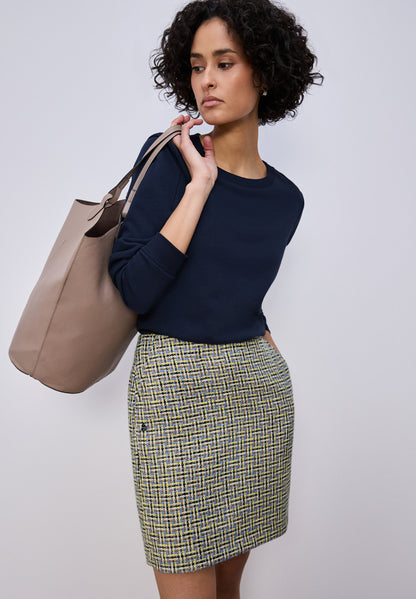 Street One Damen Bouclé Rock Maja Mid Waist mit Zipper Shadowed Navy