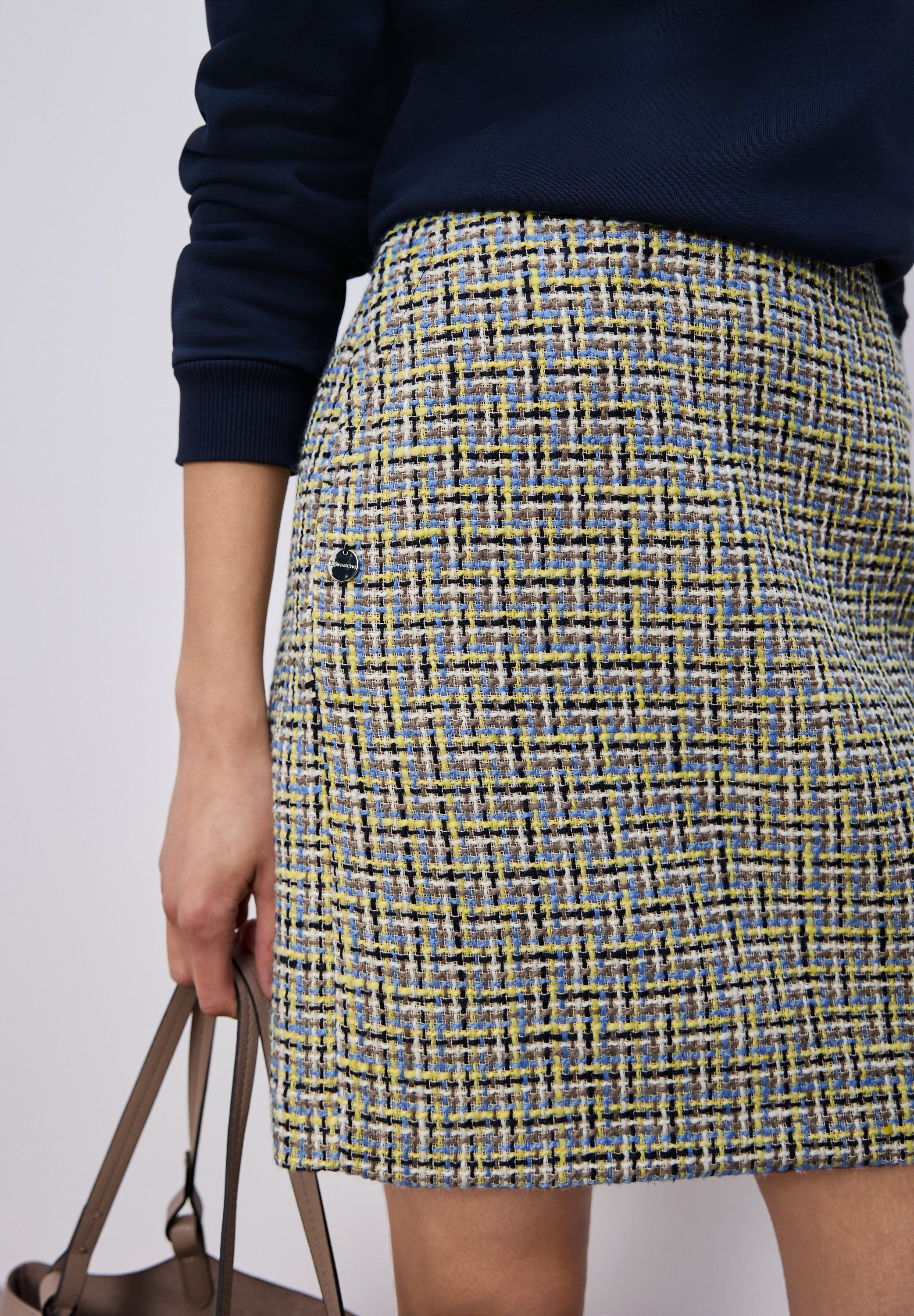 Street One Damen Bouclé Rock Maja Mid Waist mit Zipper Shadowed Navy