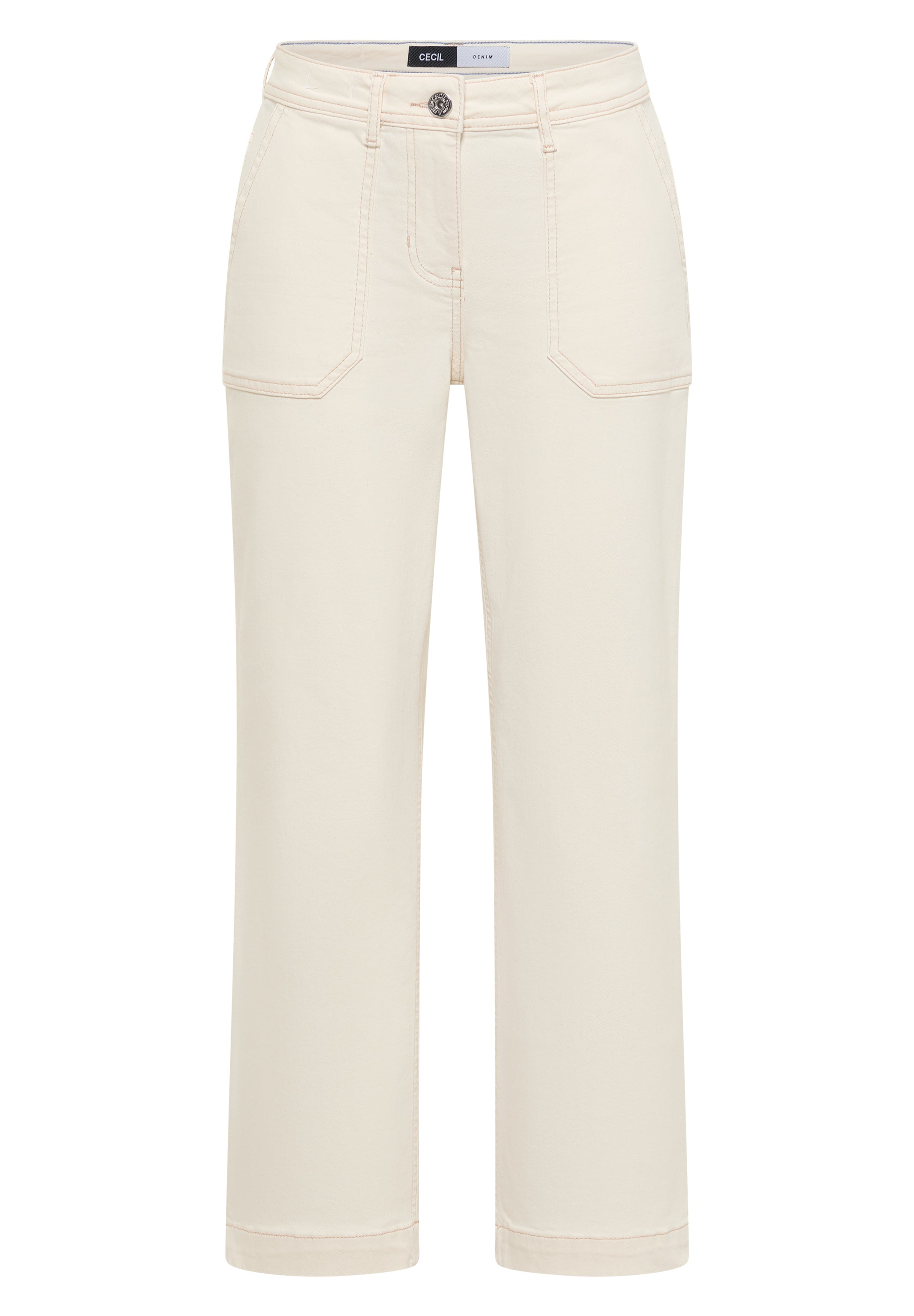 CECIL Damen Patch Pocket Jeans Loose Fit Wide Legs High Waist