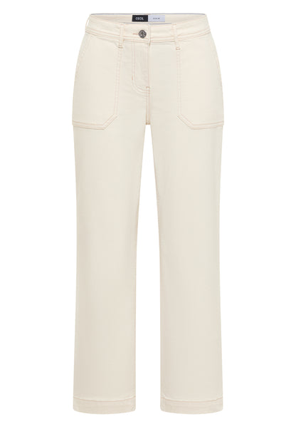 CECIL Damen Patch Pocket Jeans Loose Fit Wide Legs High Waist