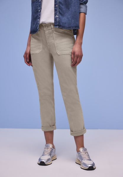 Street One Damen Cargo Jeans Charlie Loose Fit Slim Legs elastischer Bund