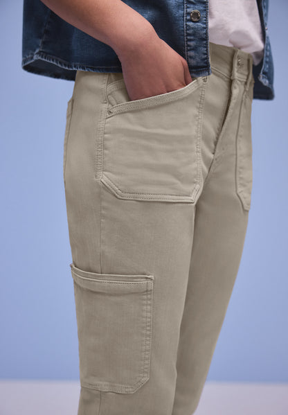 Street One Damen Cargo Jeans Charlie Loose Fit Slim Legs elastischer Bund