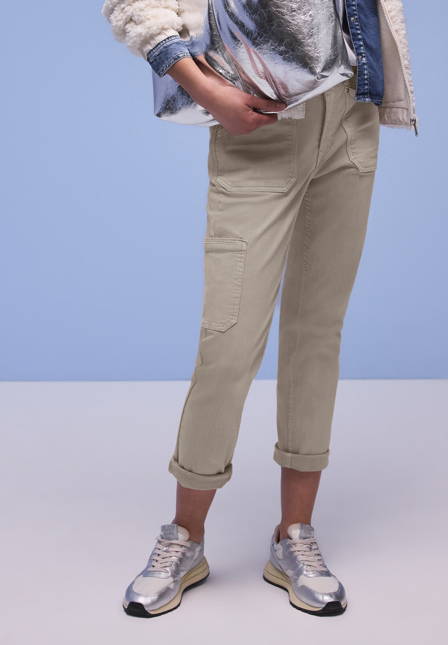 Street One Damen Cargo Jeans Charlie Loose Fit Slim Legs elastischer Bund