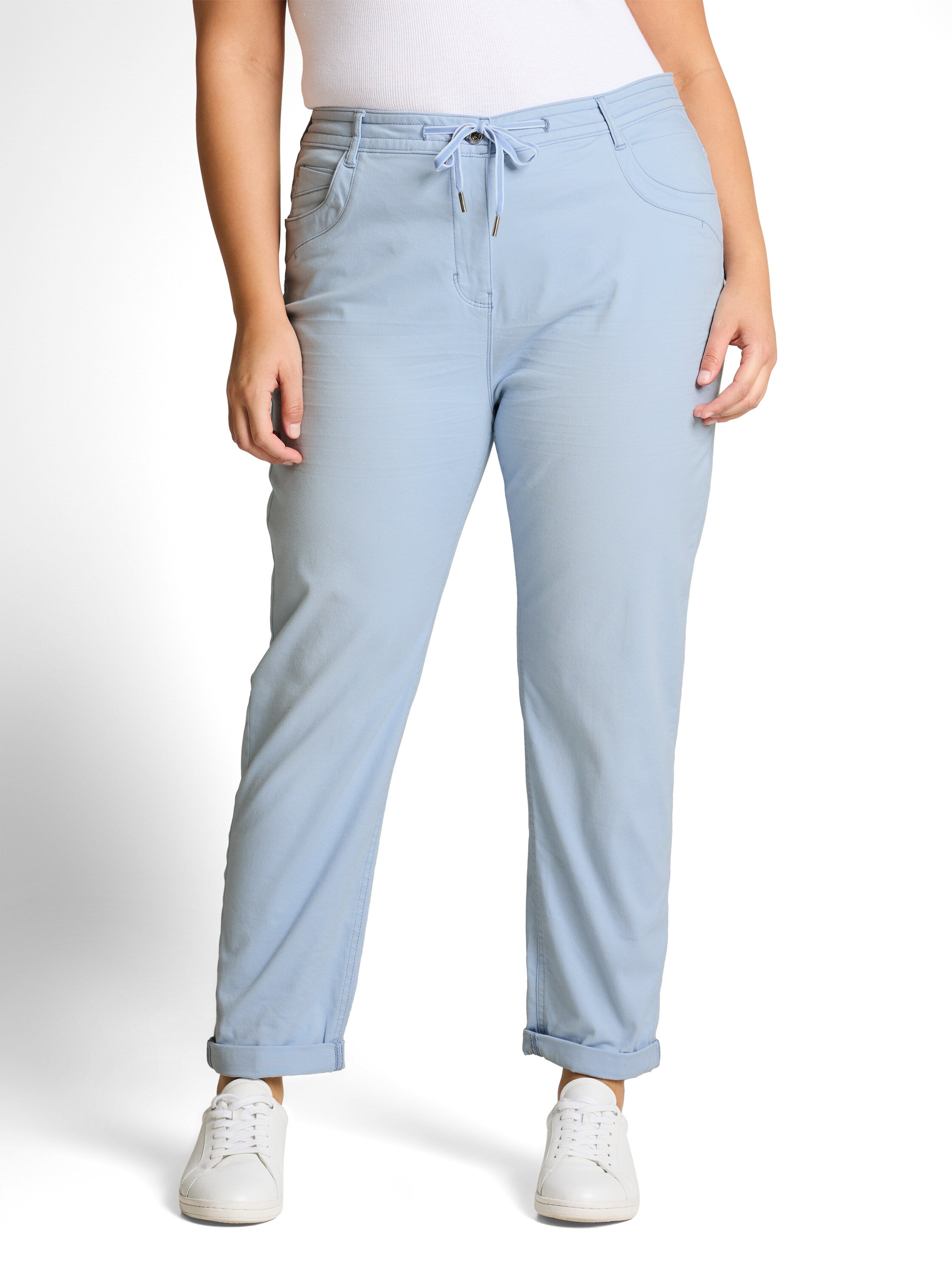 TOM TAILOR Slim Fit Hose Damen Kordelzug Five-Pocket Kentucky Blue