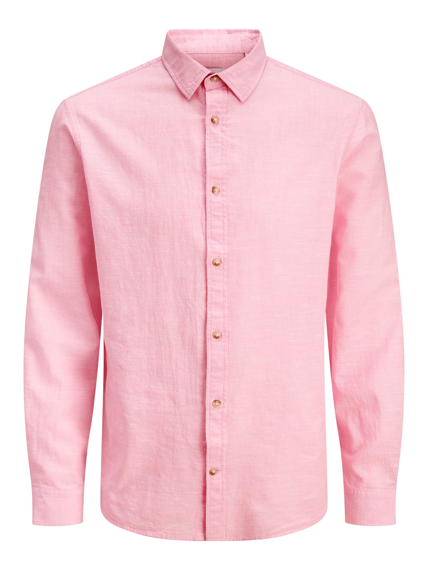 Jack &amp; Jones Leinen Hemd Herren Langarm Hemdkragen Knopfleiste