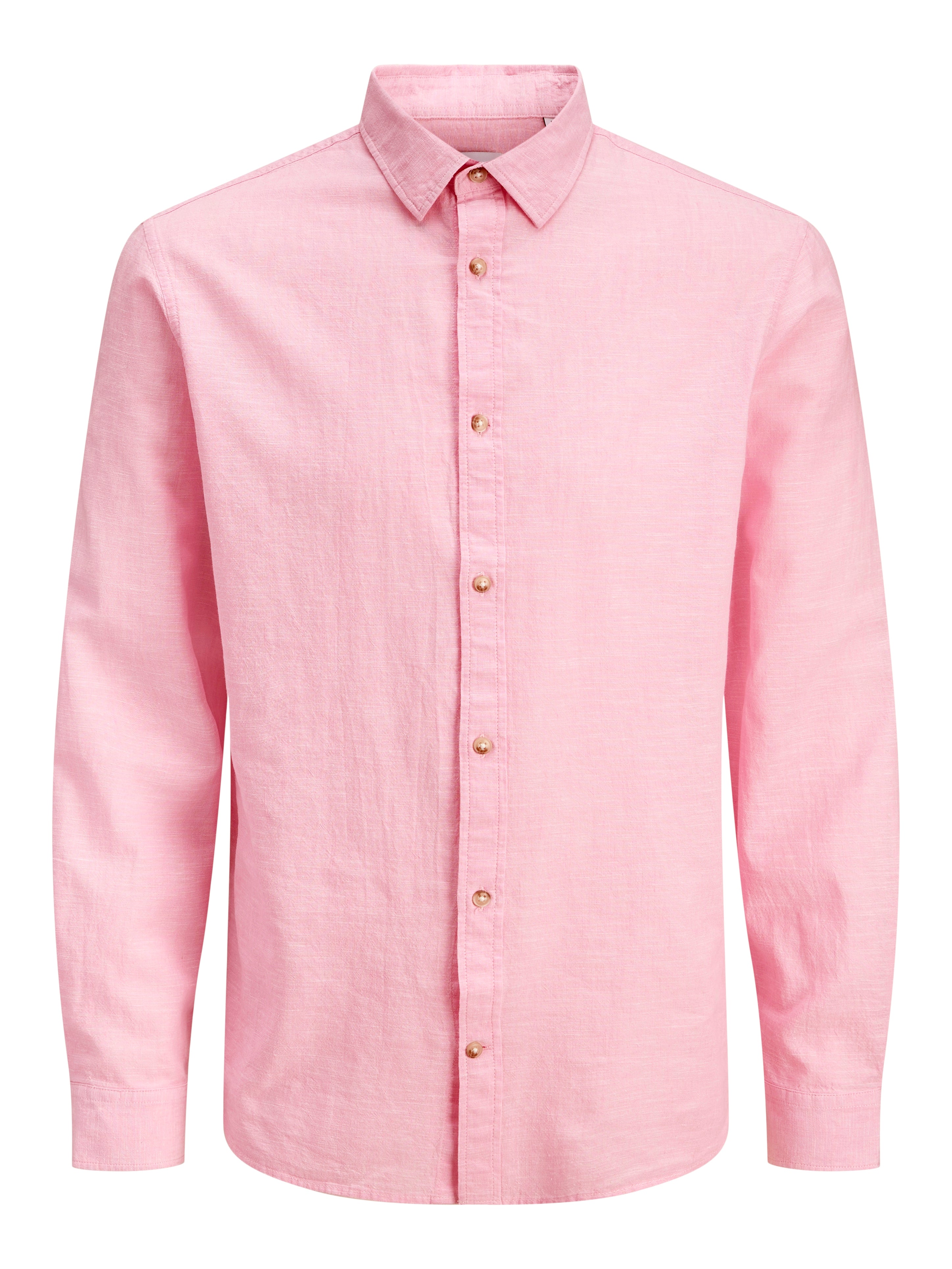 Jack &amp; Jones Leinen Hemd Herren Langarm Hemdkragen Knopfleiste