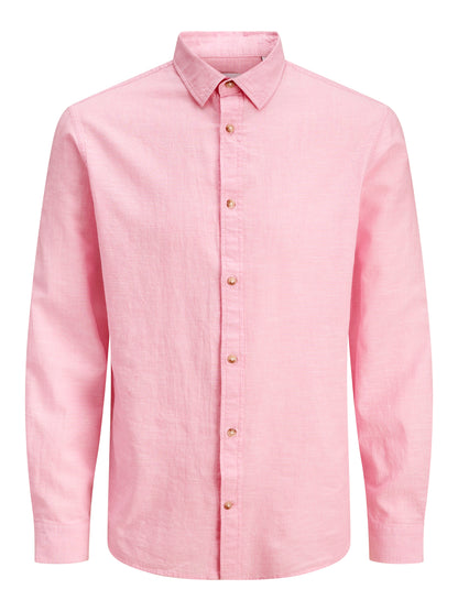 Jack &amp; Jones Leinen Hemd Herren Langarm Hemdkragen Knopfleiste