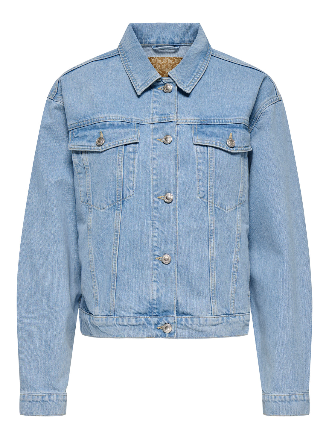 ONLY Zeitlose Damen Jeansjacke mit Knopfleiste Fly-Away Kragen