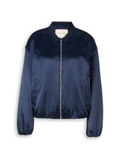 TOM TAILOR Blouson-Jacke Damen Bomberkragen Satin Gummibund