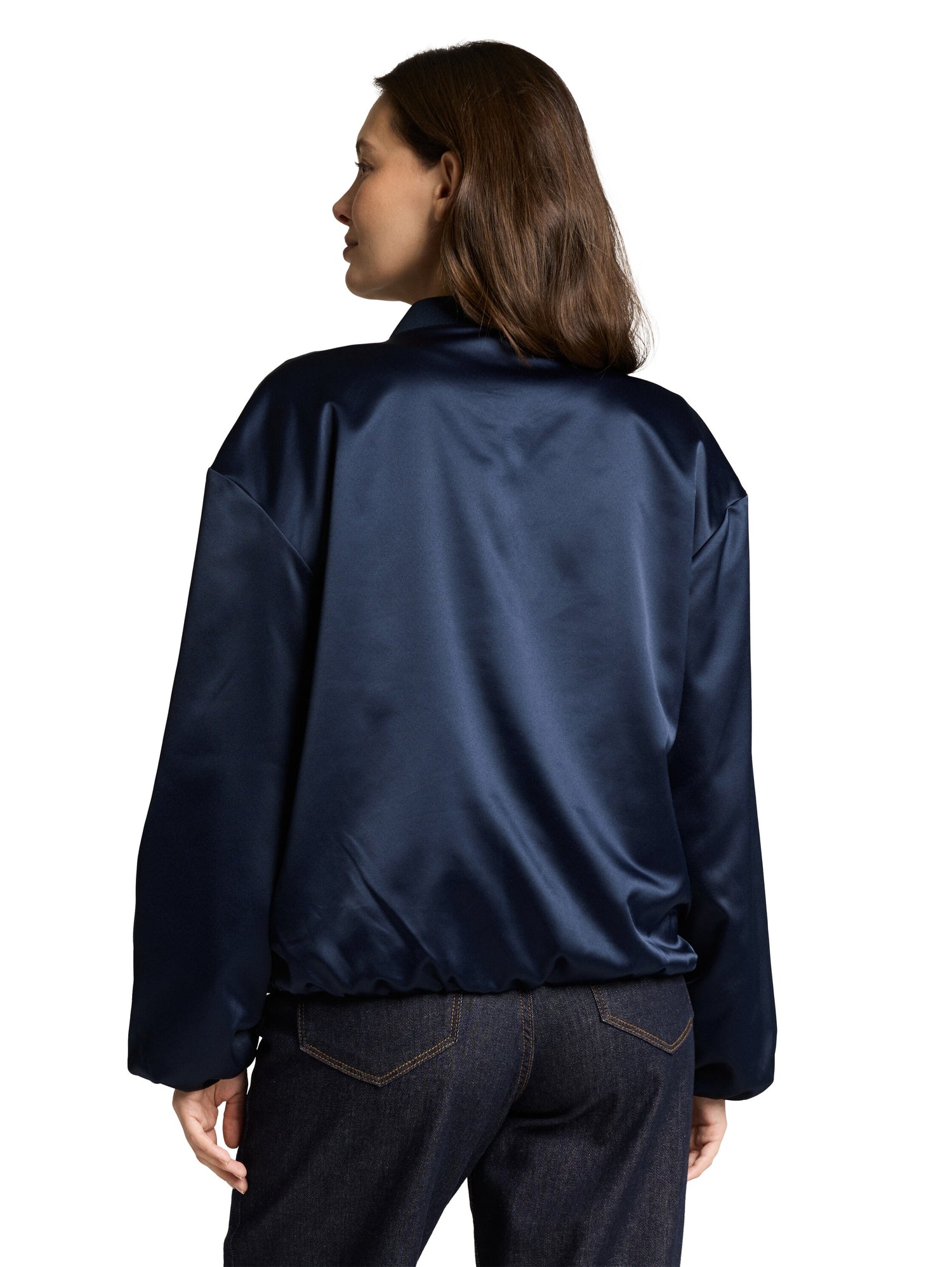 TOM TAILOR Blouson-Jacke Damen Bomberkragen Satin Gummibund
