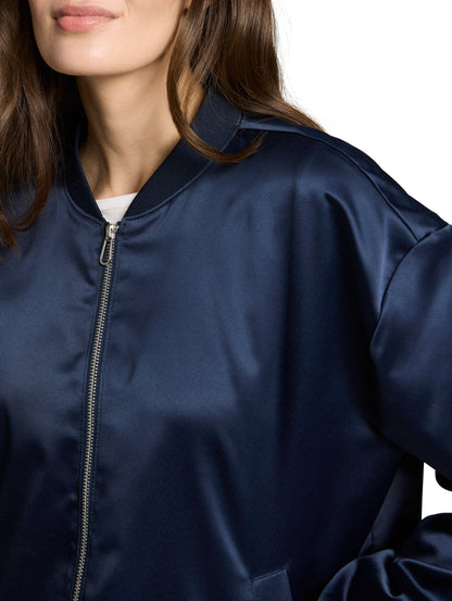 TOM TAILOR Blouson-Jacke Damen Bomberkragen Satin Gummibund