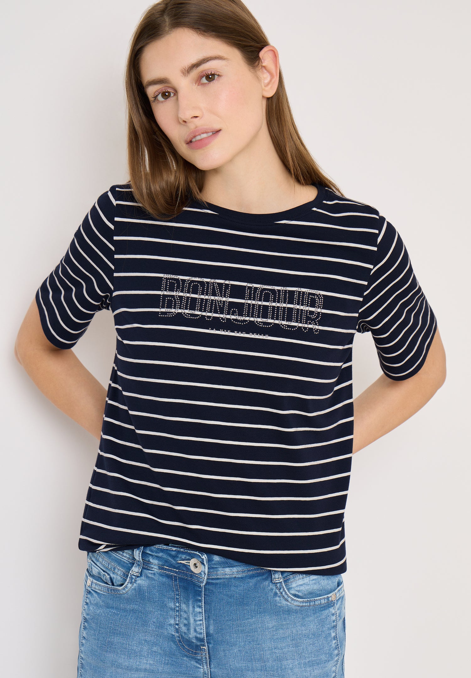 Steifen-Shirt mit Wording