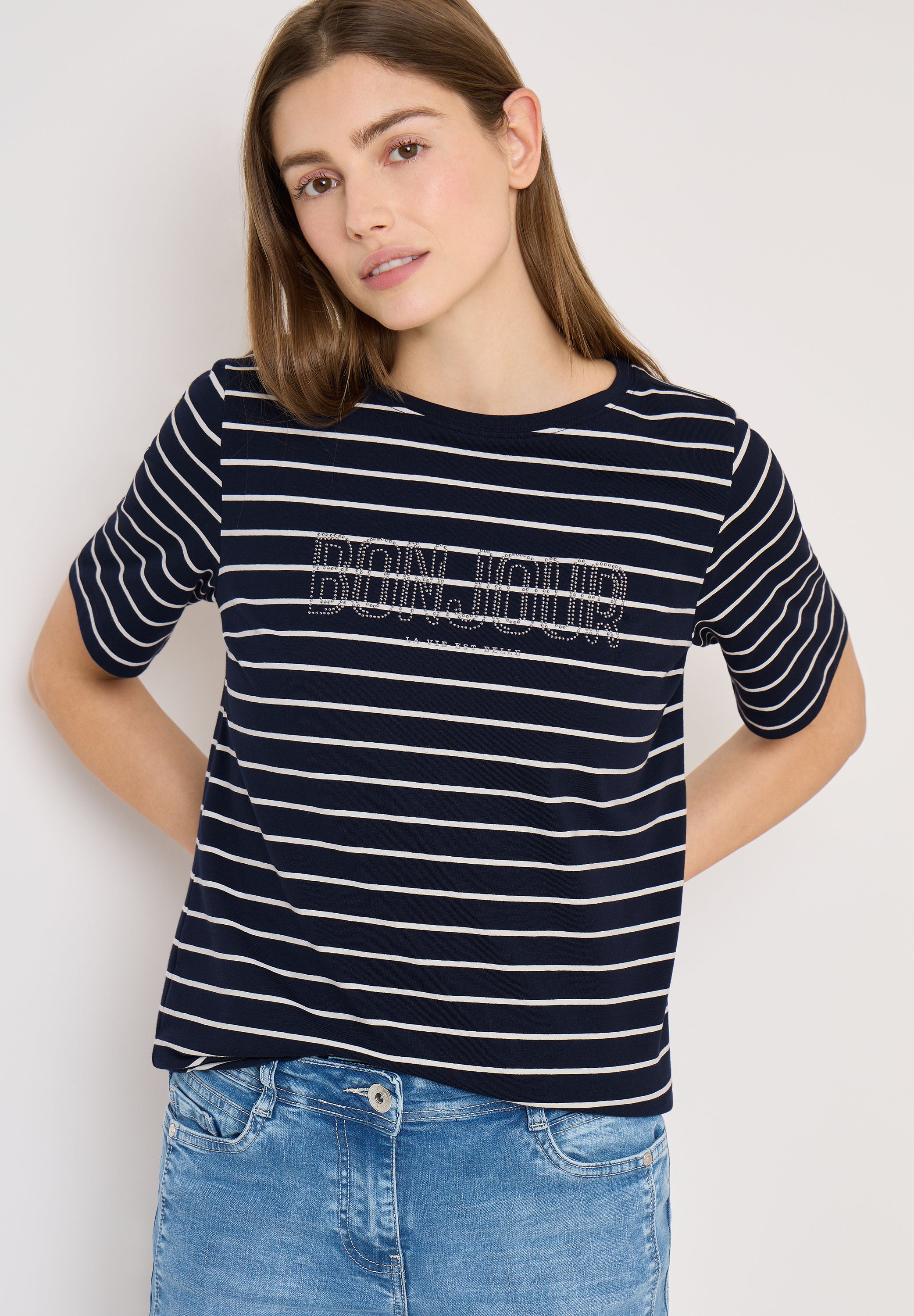 Steifen-Shirt mit Wording