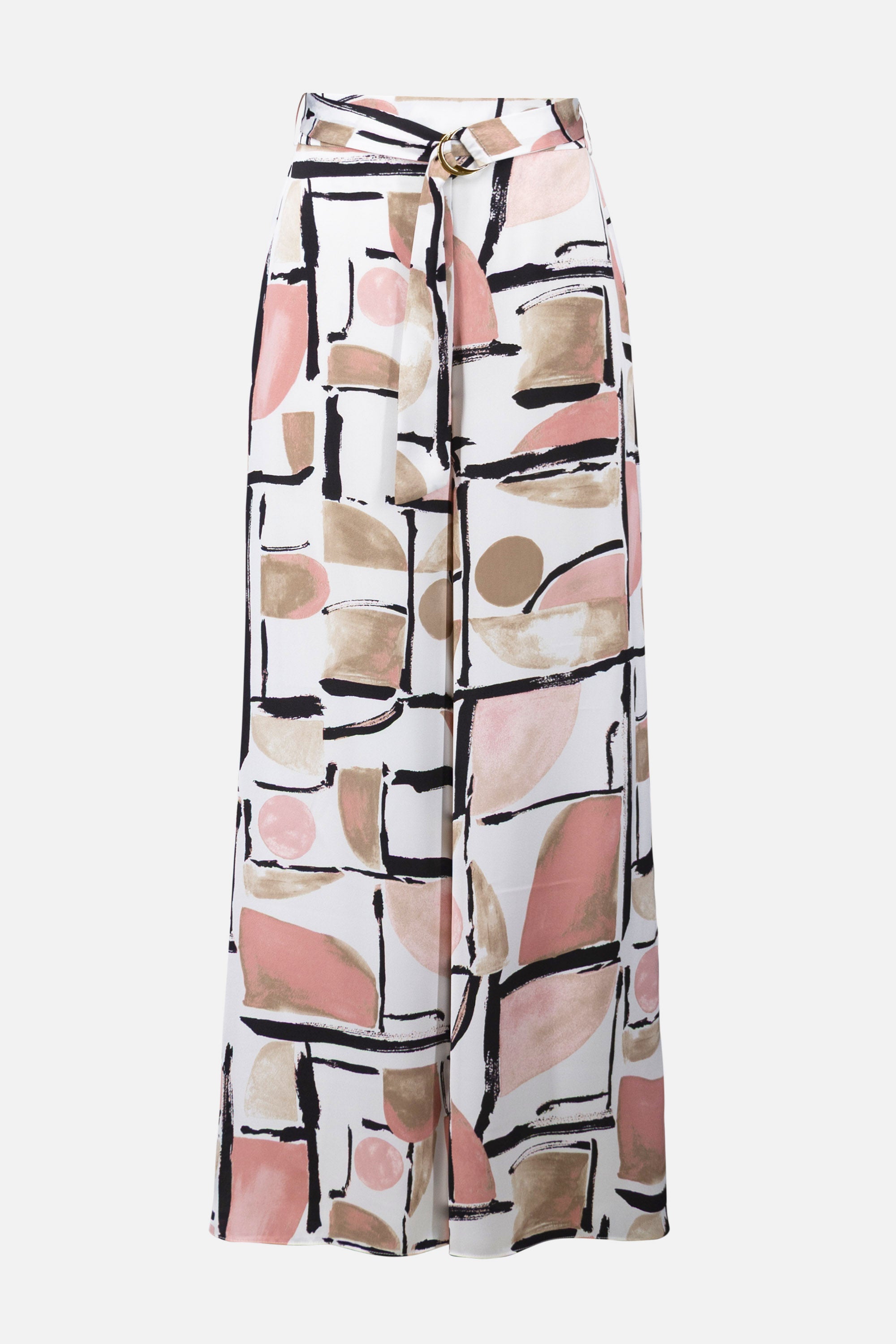 Schlupfhose mit weitem Bein und abstraktem Muster aus recyceltem Satin