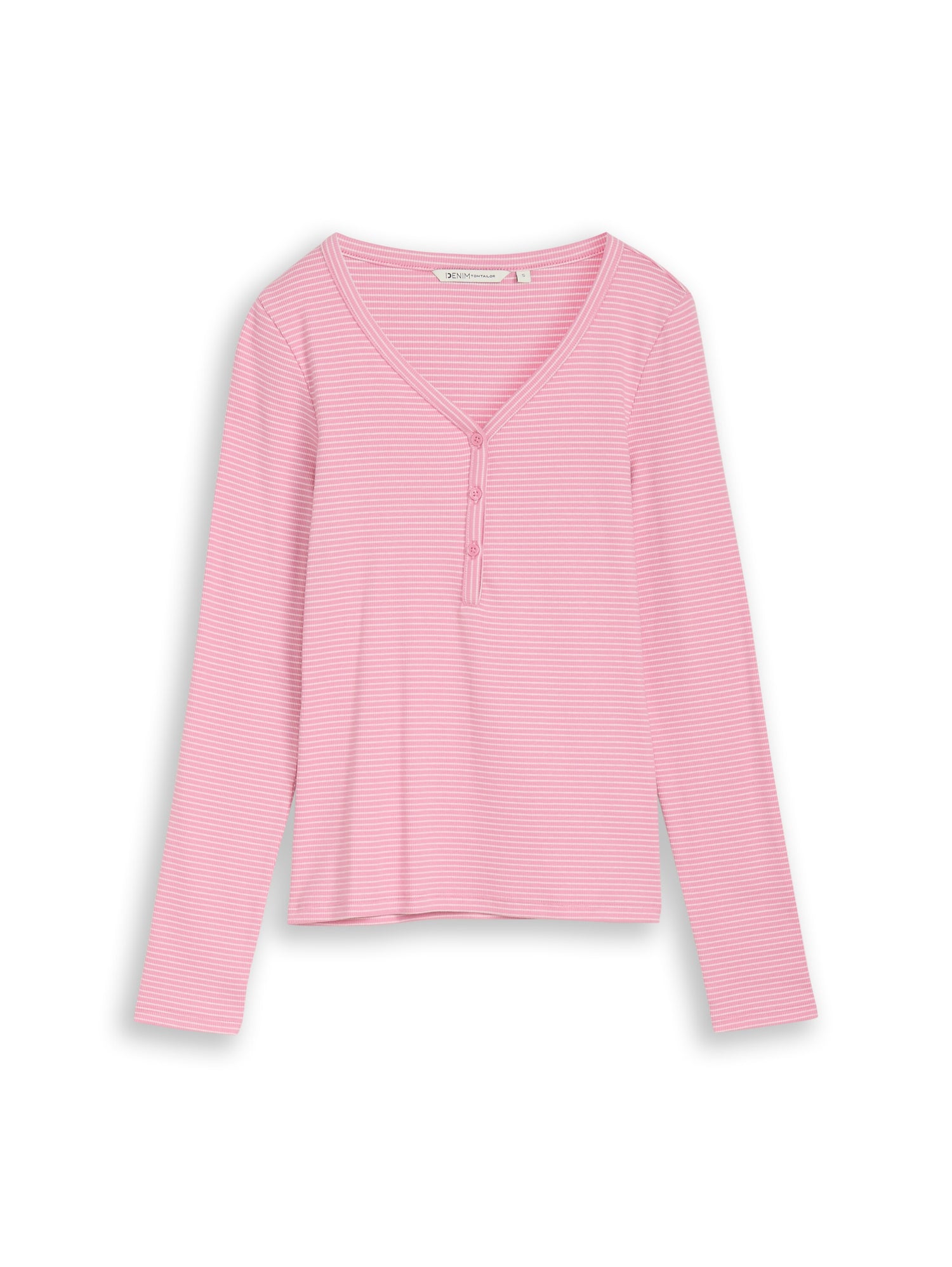 Slim Fit Henley Langarmshirt mit Streifenmuster