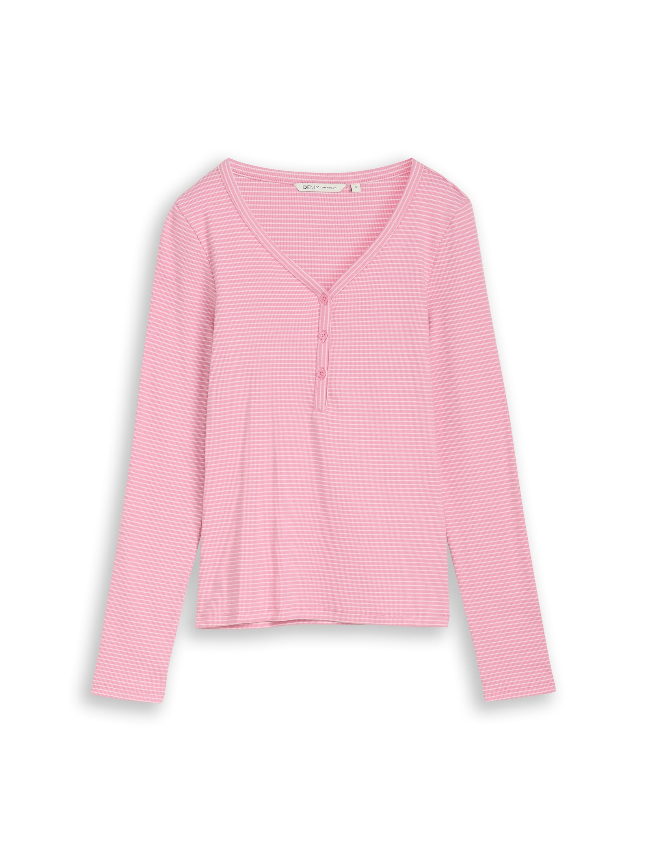 Slim Fit Henley Langarmshirt mit Streifenmuster