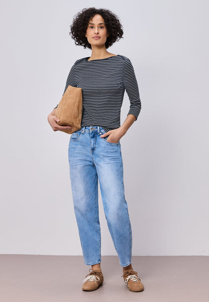 3/4-Arm Shirt mit U-Boot-Ausschnitt