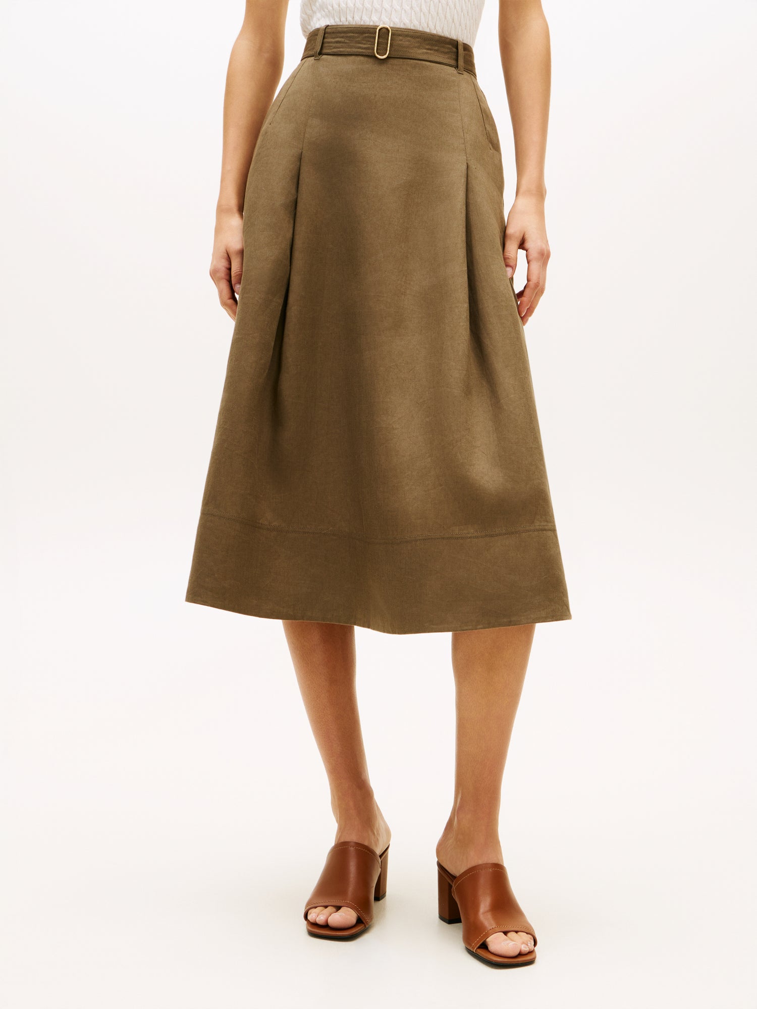 LINEN UTILITY MIDI SKIRT