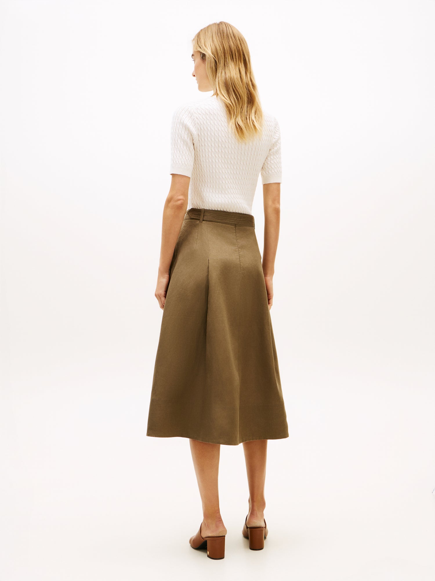 LINEN UTILITY MIDI SKIRT