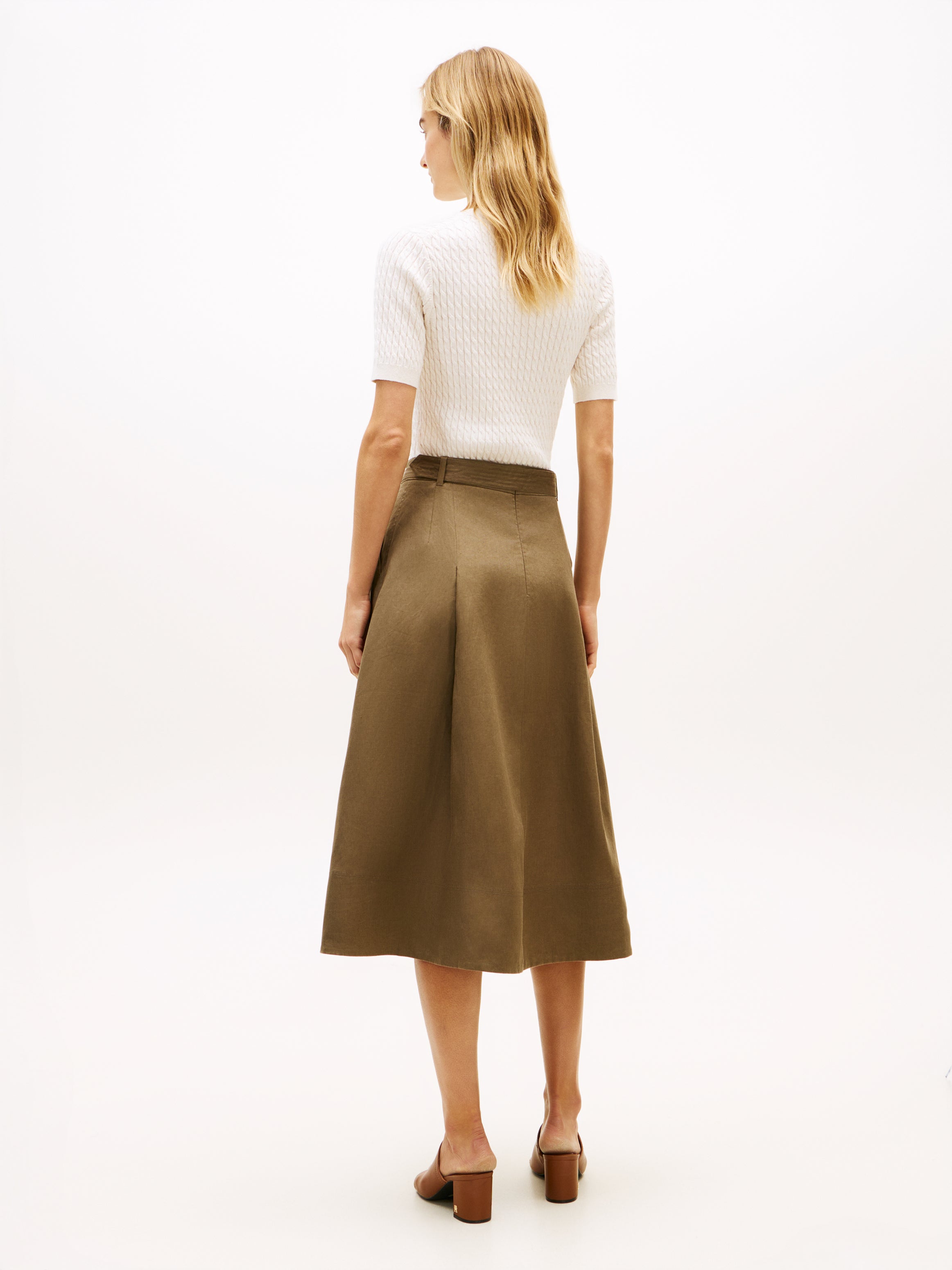 LINEN UTILITY MIDI SKIRT