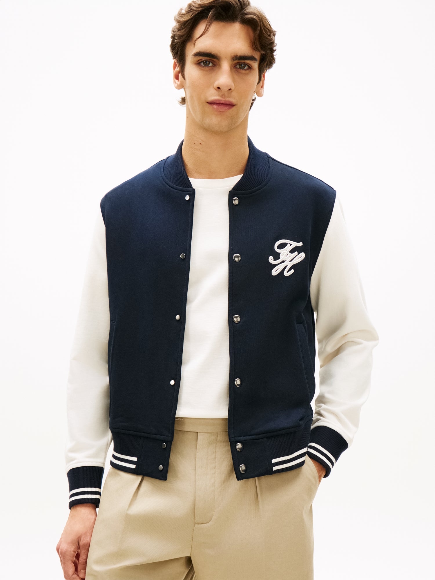 Colour-Blocked Terry Bomber Jacket