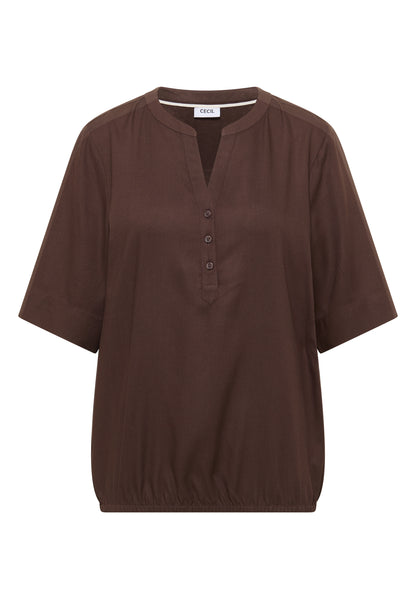 Kurzarm Bluse mit Split Neck