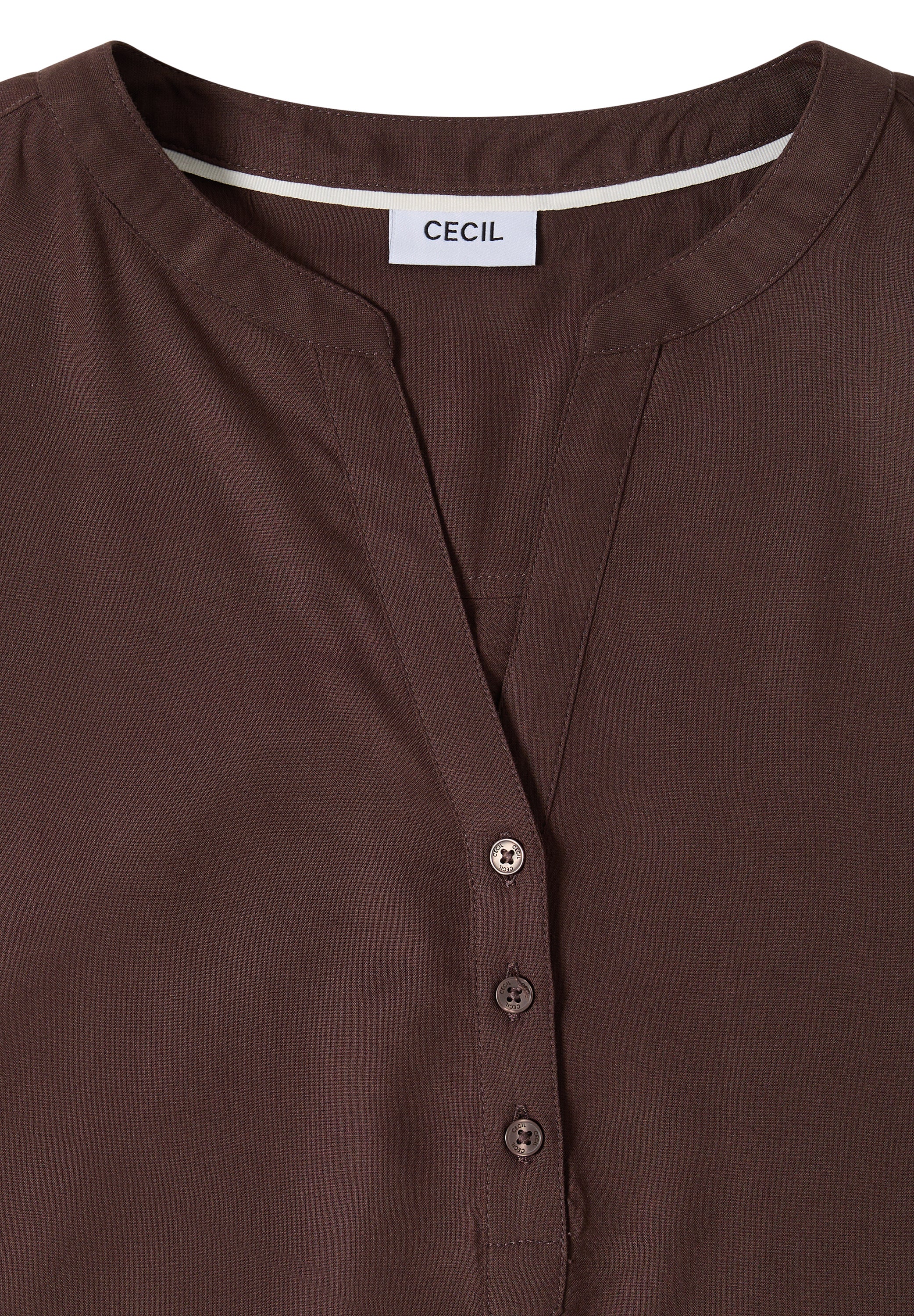 Kurzarm Bluse mit Split Neck