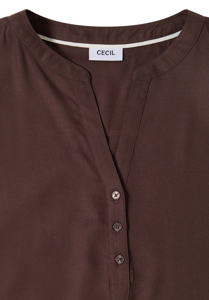 Kurzarm Bluse mit Split Neck