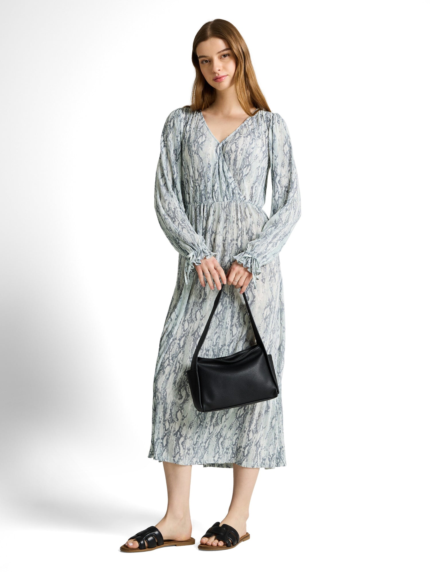 Crinkle Midi-Kleid mit Muster
