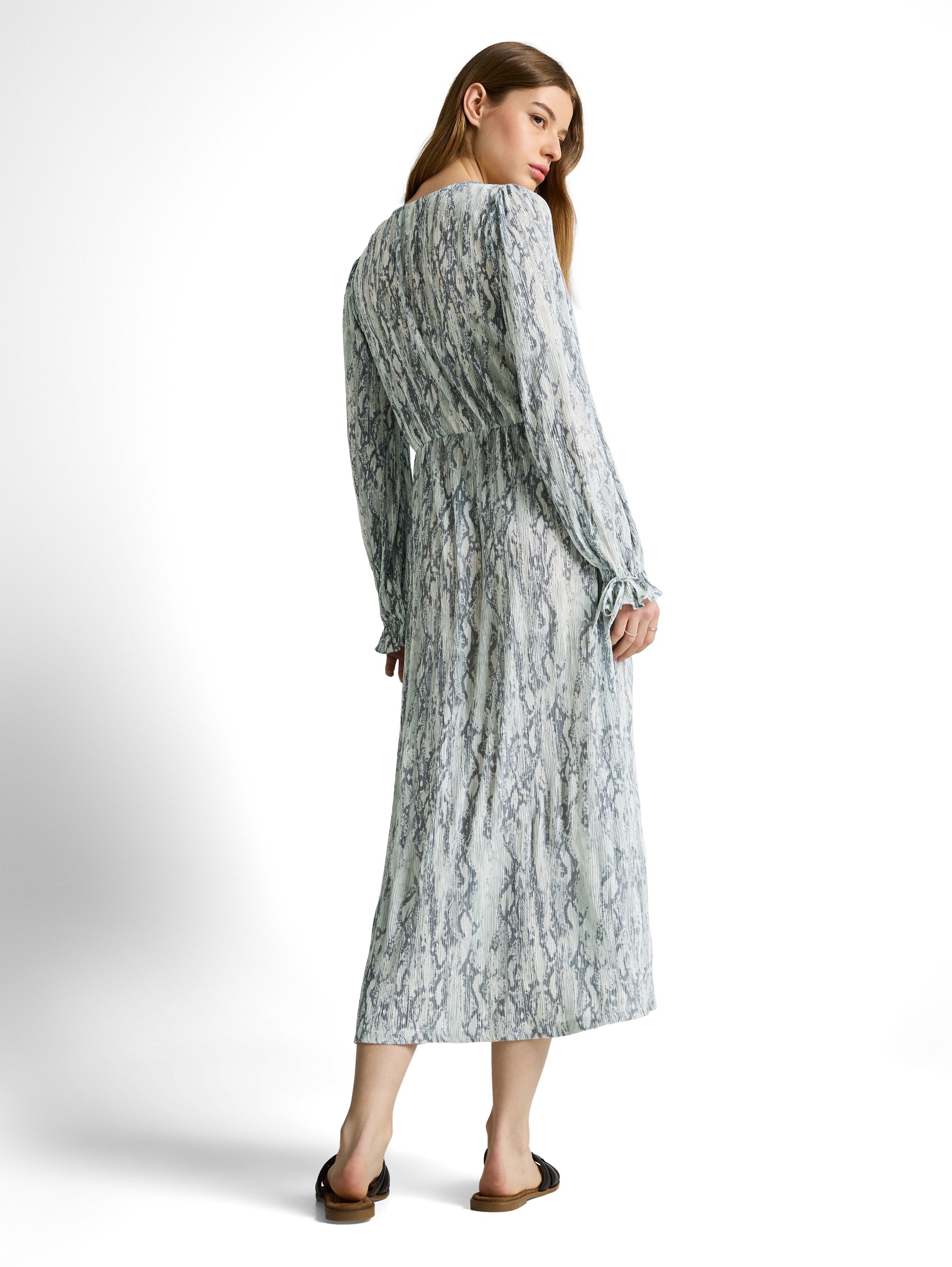 Crinkle Midi-Kleid mit Muster