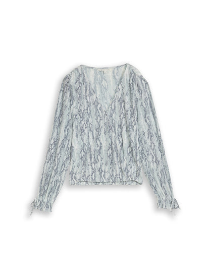 Crinkle Wickelbluse mit Schlangenprint