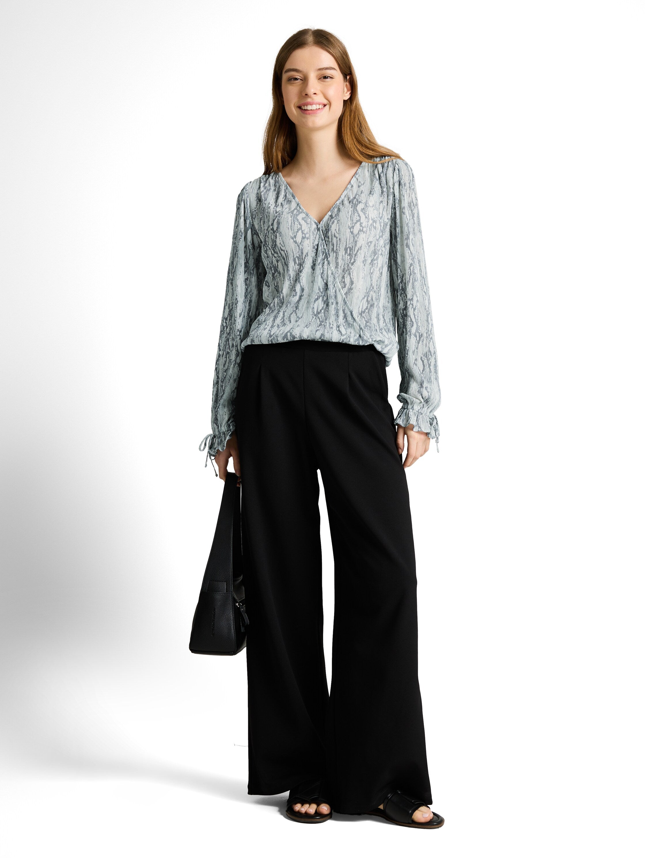 Crinkle Wickelbluse mit Schlangenprint