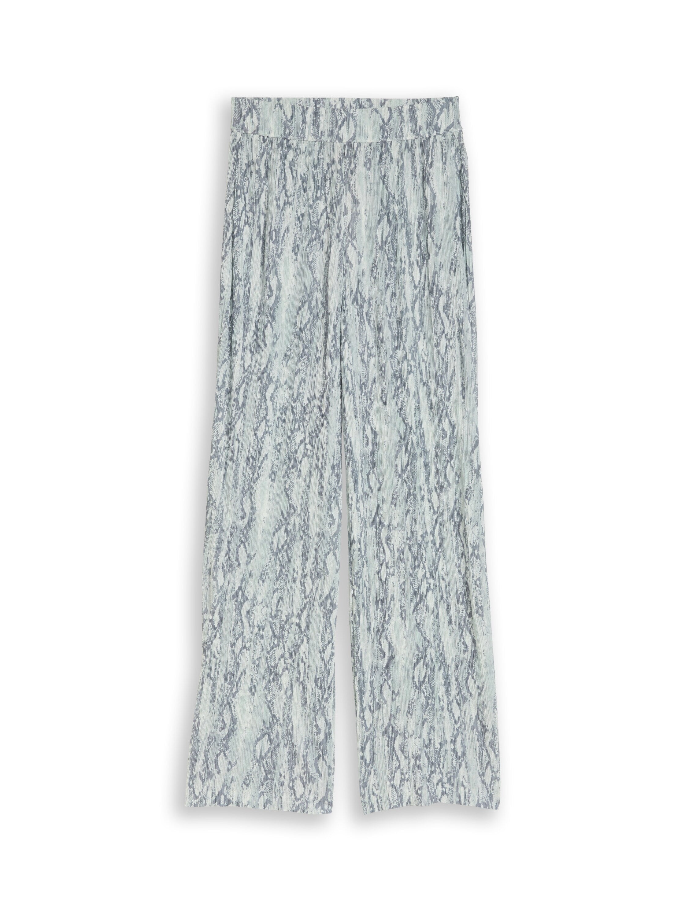 Crinkle Wide Leg Hose mit Schlangenprint
