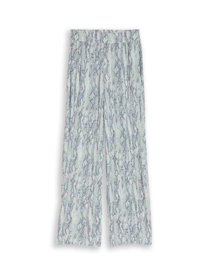 Crinkle Wide Leg Hose mit Schlangenprint