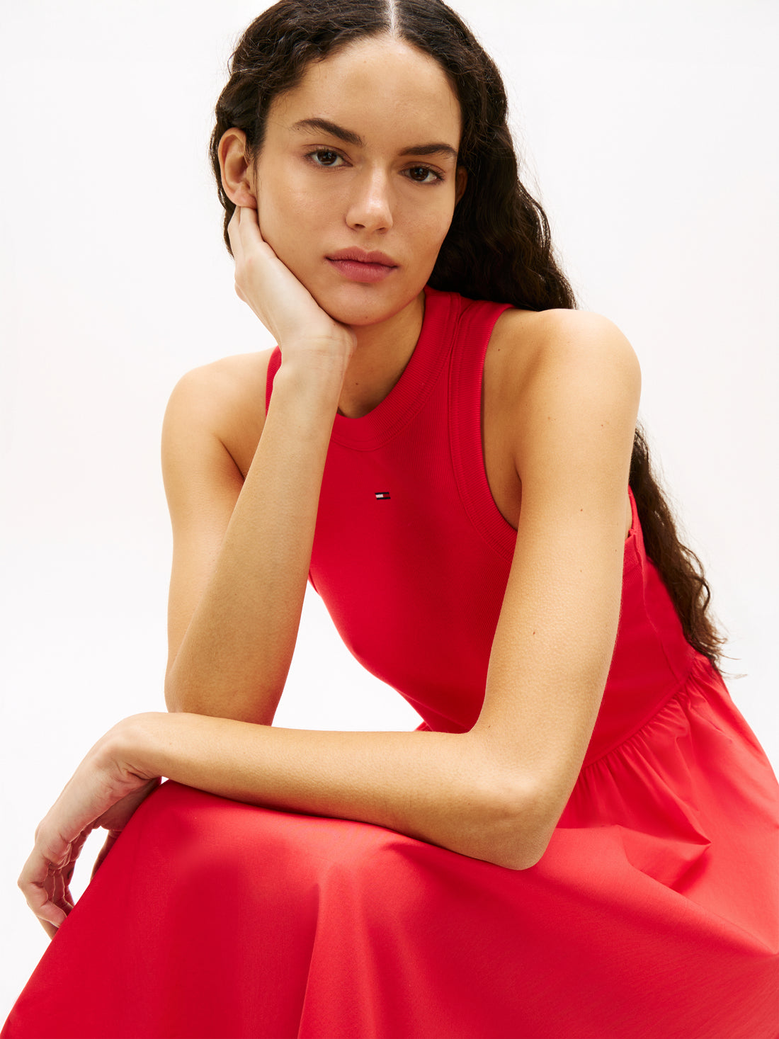 Slim Poplin Tank Top Maxi Dress